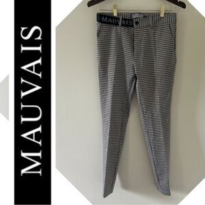 Men’s 28 houndstooth pants with half belt, Mauvais